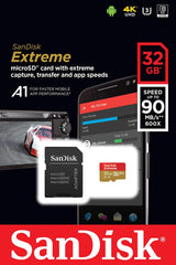 SanDisk 32GB Extreme Micro SDHC A1 CL10 V30 UHS-I U3 100MB/s Mobile spominska kartica + adapter