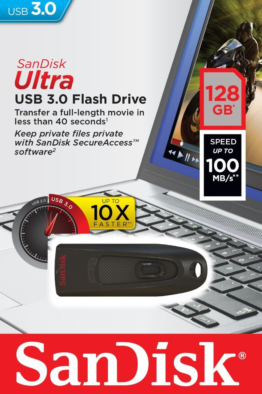 SanDisk Ultra USB spominski ključek 128GB USB 3.0 črn