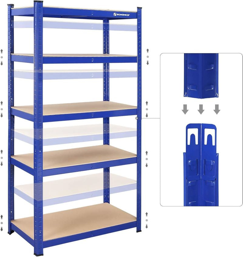 SONGMICS Regal 90 x 180 x 40 cm rjavo-moder,GLR40Q