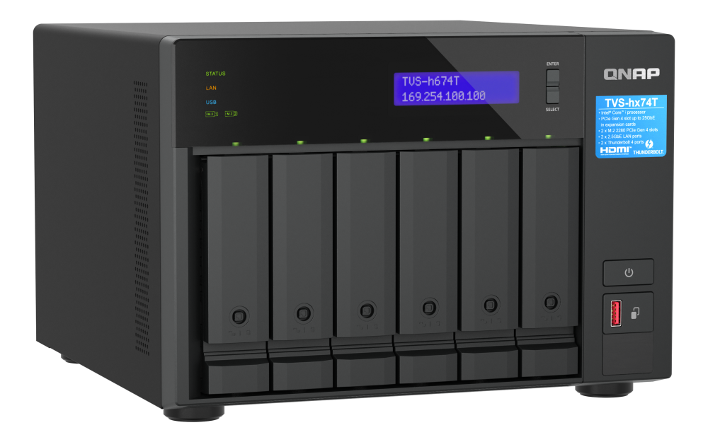 QNAP NAS za 6 diskov, 32GB ram; 2,5Gb mreža, Thunderbolt