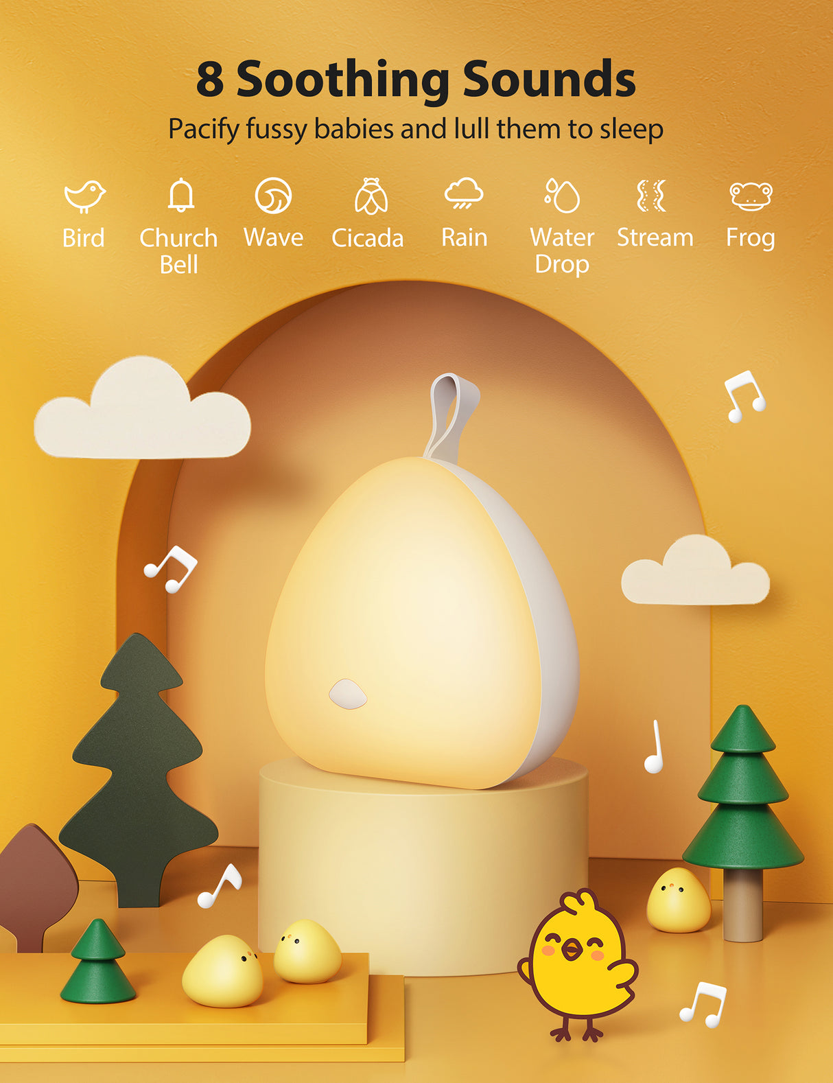 VAVA otroška nočna lučka Little Chick rumena