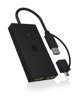 Icybox IB-SPL1029AC USB-C/A na dvojni HDMI razdelilnik (2k@60Hz/4k@30Hz)
