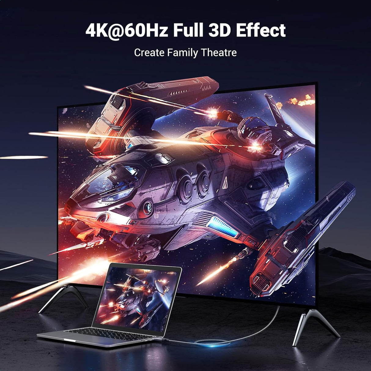 UGREEN DisplayPort na HDMI kabel 4K@60Hz HDR Active DP 1.2 v HDMI 2.0, 1M