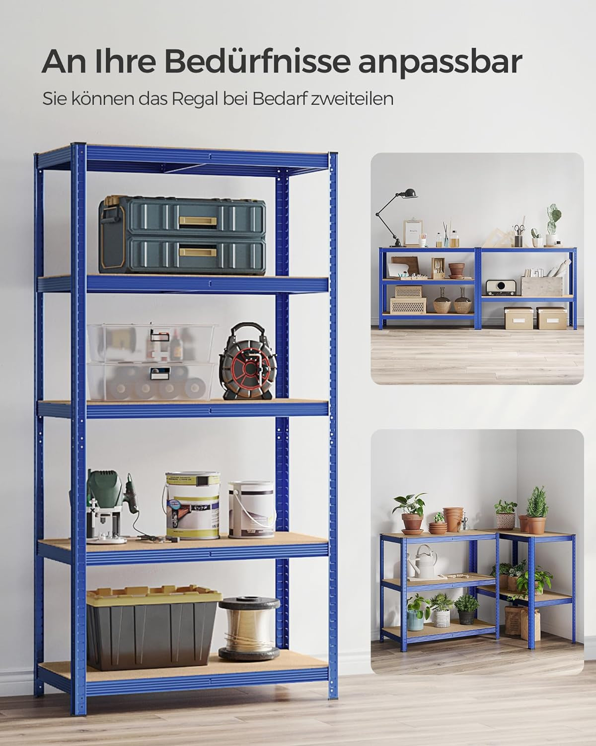 SONGMICS Regal 200 x 100 x 50 cm rjavo-moder,GLR050Q01