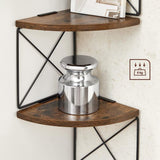 VASAGLE stenski kotni regal, 5-nivojski, rustikalno rjav in črn, 127,5 × 20 × 20 cm, industrijski slog