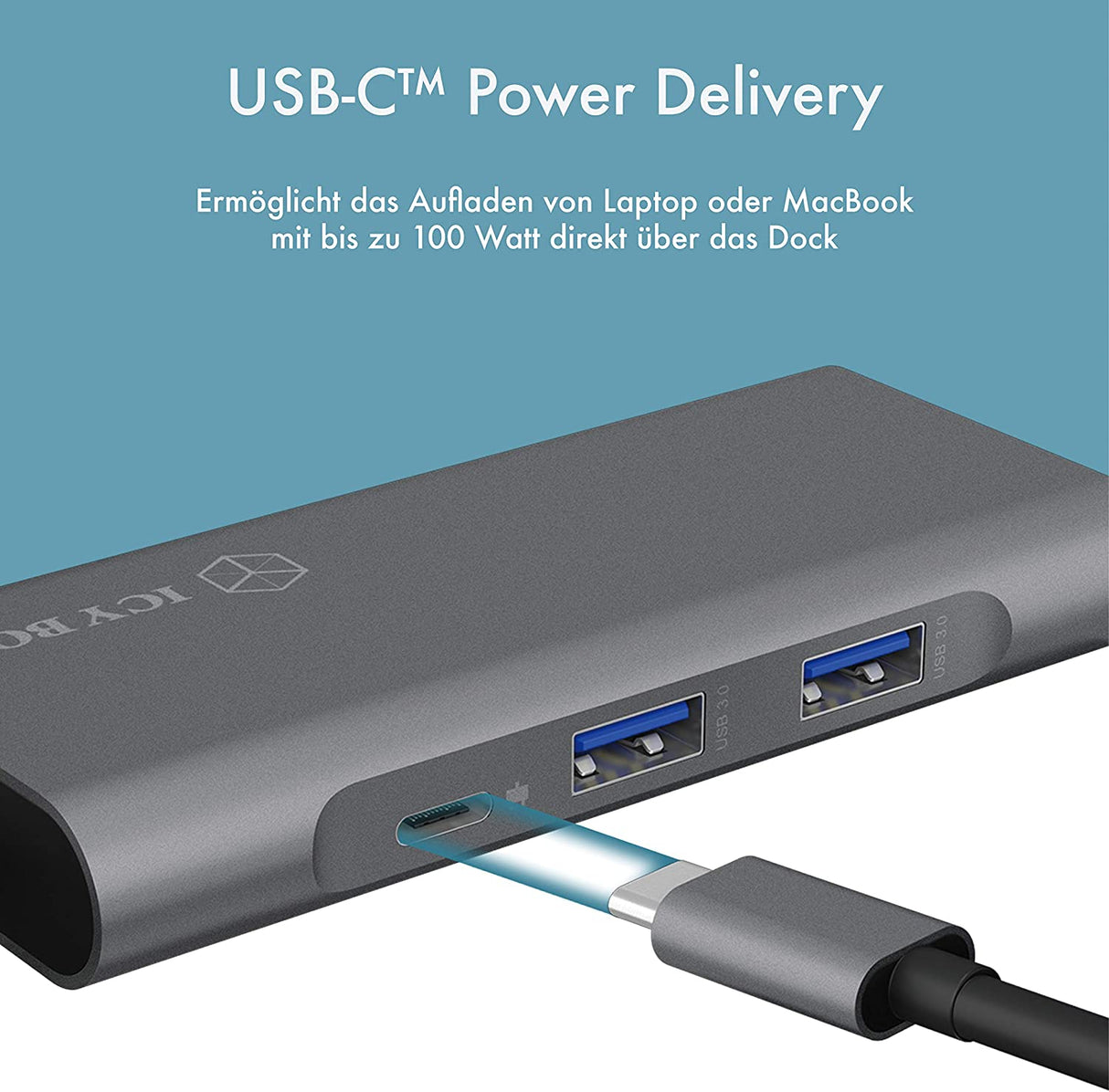 Icybox IB-ADK4026-CPD USB-C priklopna postaja s Power Delivery 100W