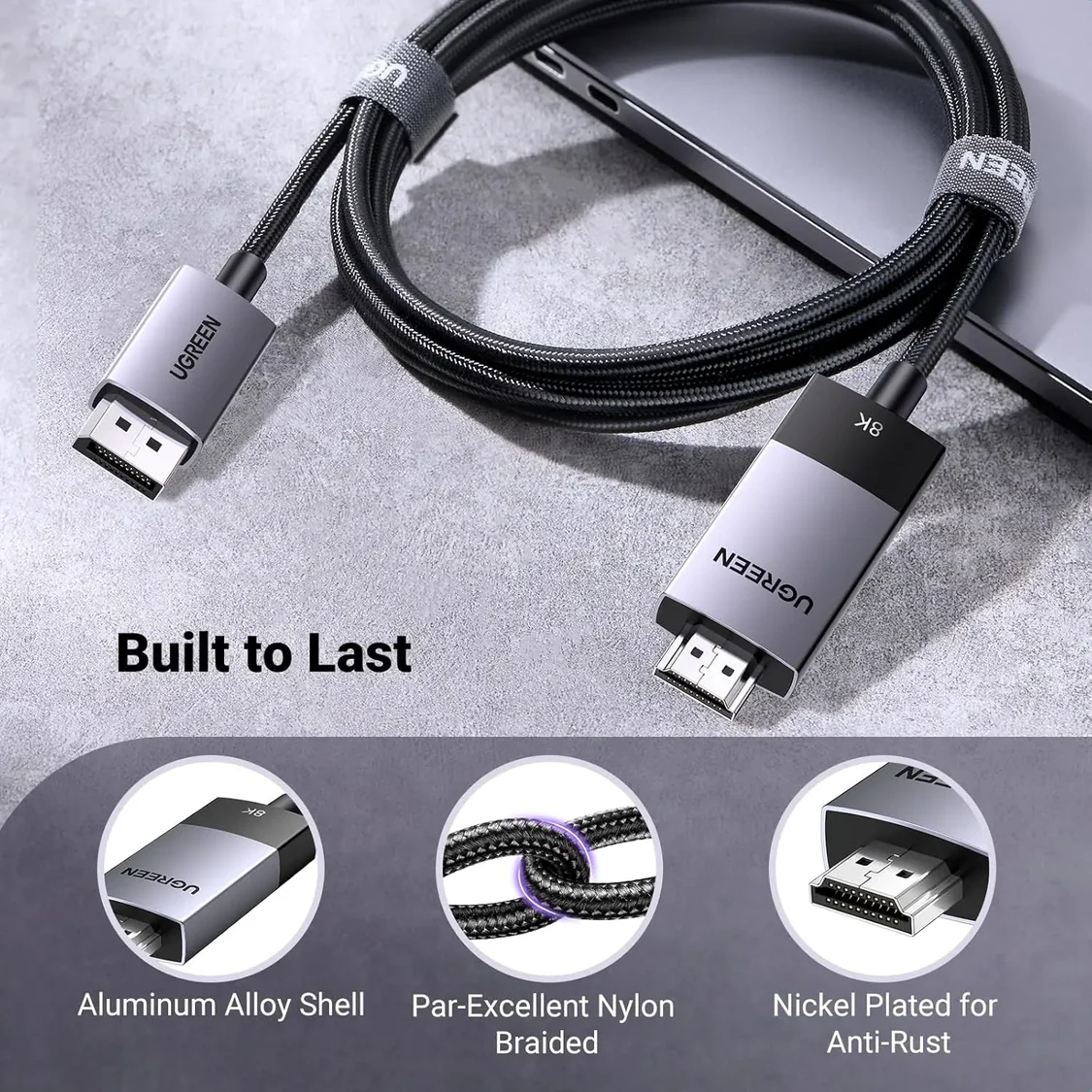 Ugreen kabel DisplayPort v HDMI 8K@60Hz - 1M