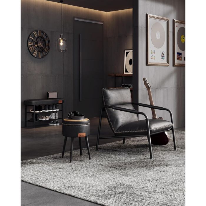 VASAGLE EKHO okrogli shranjevalni tabure z oblazinjenim sediščem