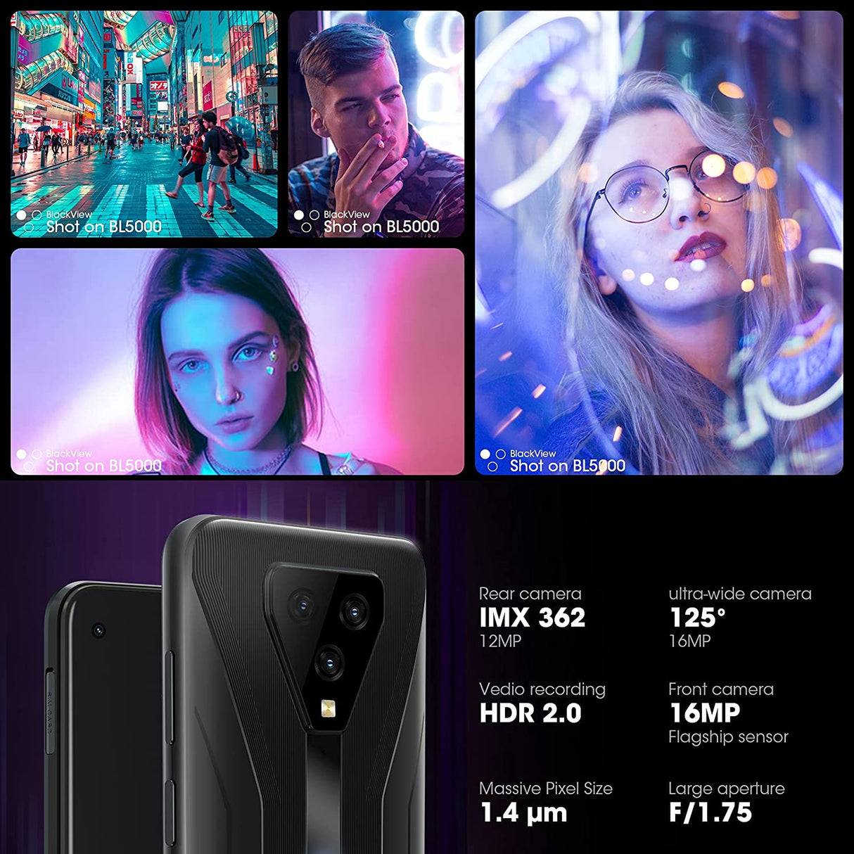 Blackview pametni robustni telefon BL5000 5G, 8GB/128GB, črn