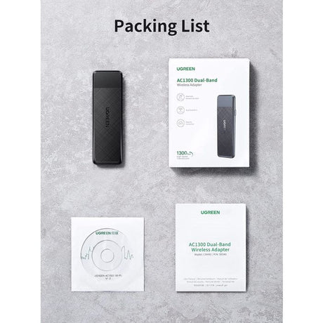 Ugreen USB WiFi adapter AC1300, 1300Mbps 802.11 Dual Band