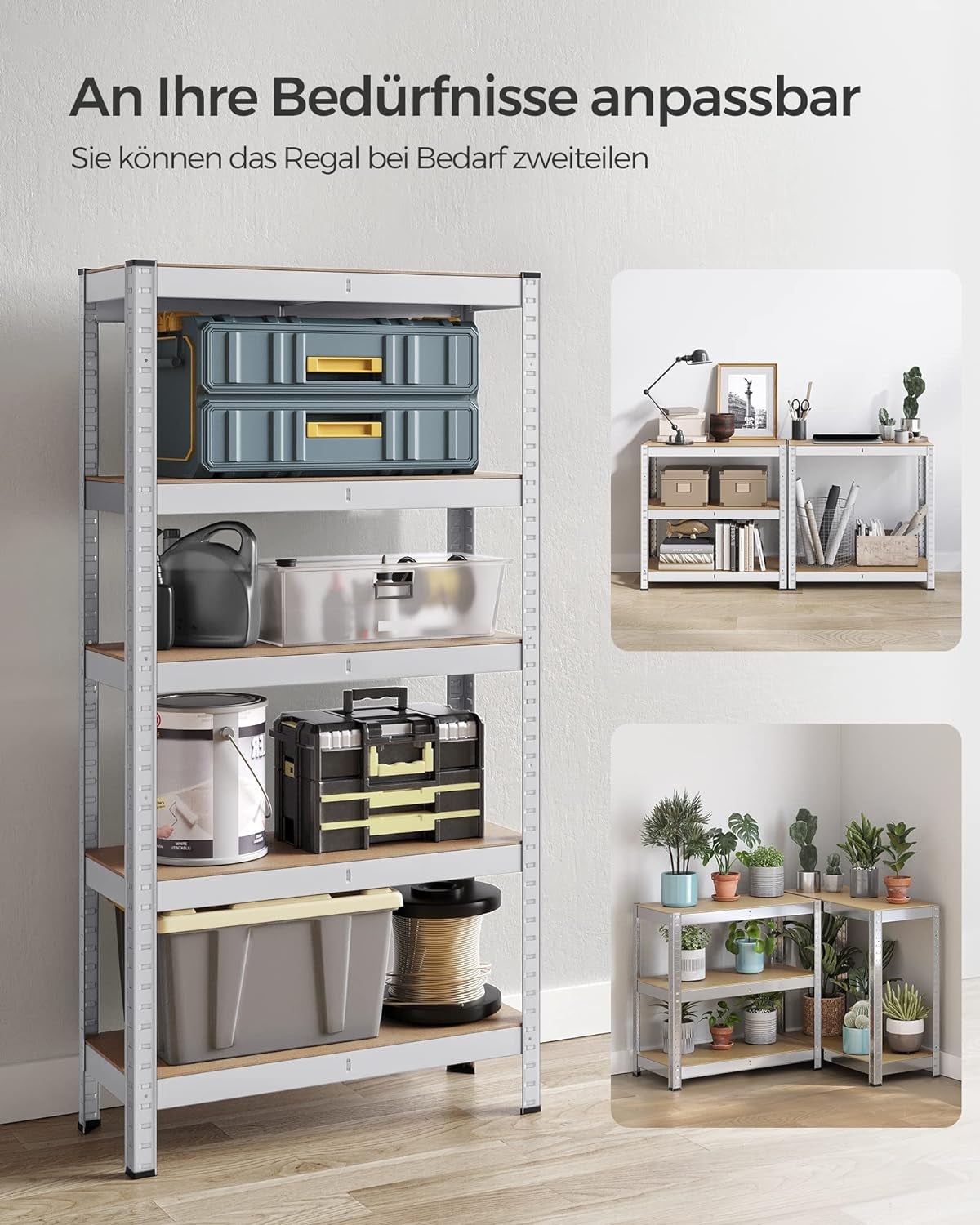 SONGMICS Regal 30 x 75 x 150 cm rjavo-srebrn,-GLR030E01