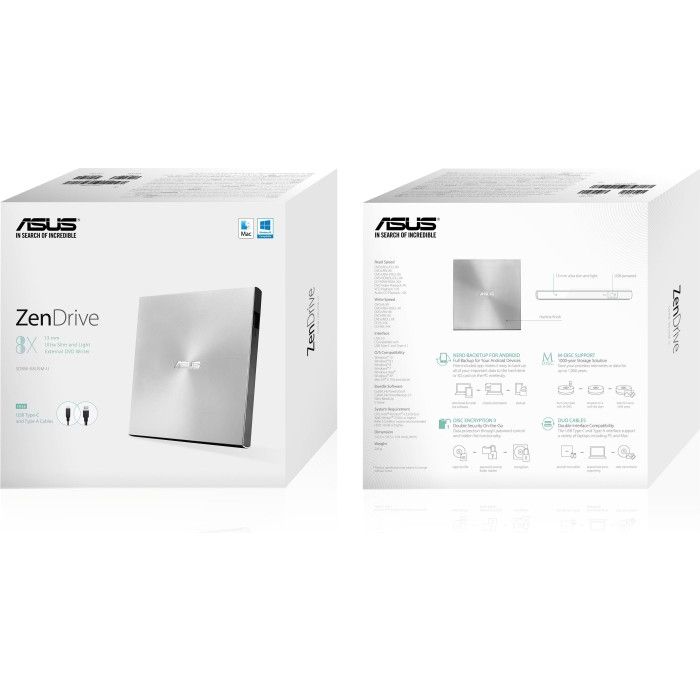 ASUS SDRW-08U9M-U DVD+/-RW 8X USB Type-C ultra slim zunanji zapisovalnik