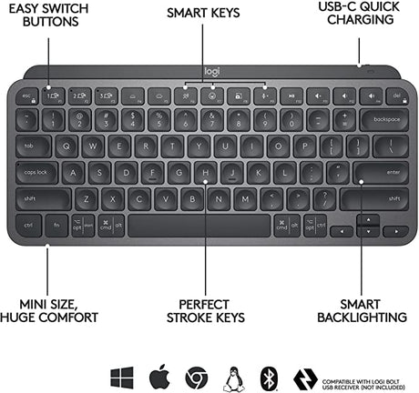 Logitech tipkovnica MX Keys Mini, grafitna barva, SLO g.