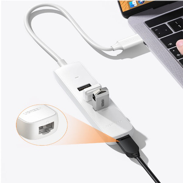 Ugreen  adapter USB-C 3.0 na Ethernet + 3 vrata USB HUB