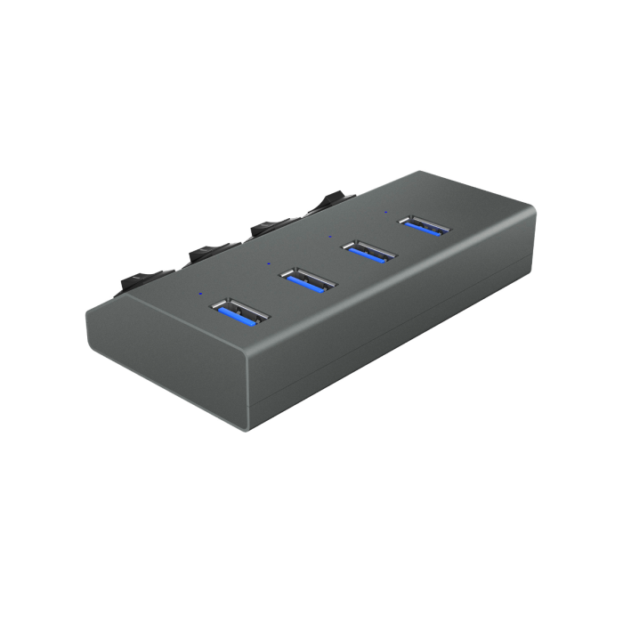 IcyBox IB-HUB1405 4-portni USB-A hub s stikali