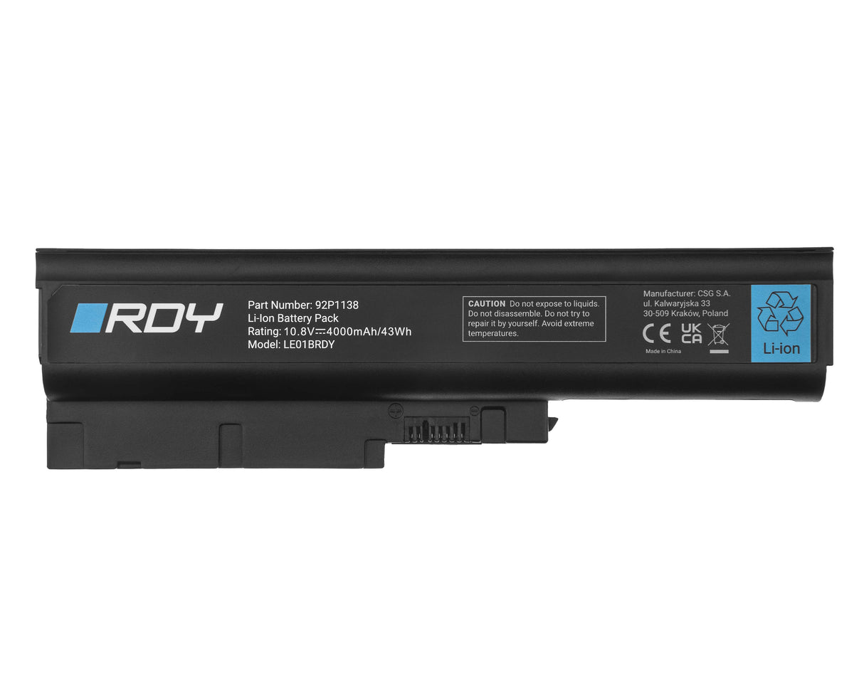 Baterija RDY 42T4504 42T4513 92P1138 92P1139 za Lenovo ThinkPad R60 R60e R61 R61e R61i R500