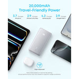 Anker Zolo Powerbank 20000 mAh, 22,5W z vgrajenim USB-C kablom, bel