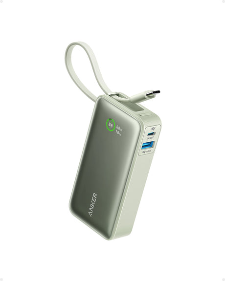 Anker 545 Nano powerbank 10K z vgrajenim kablom USB-C, zelen