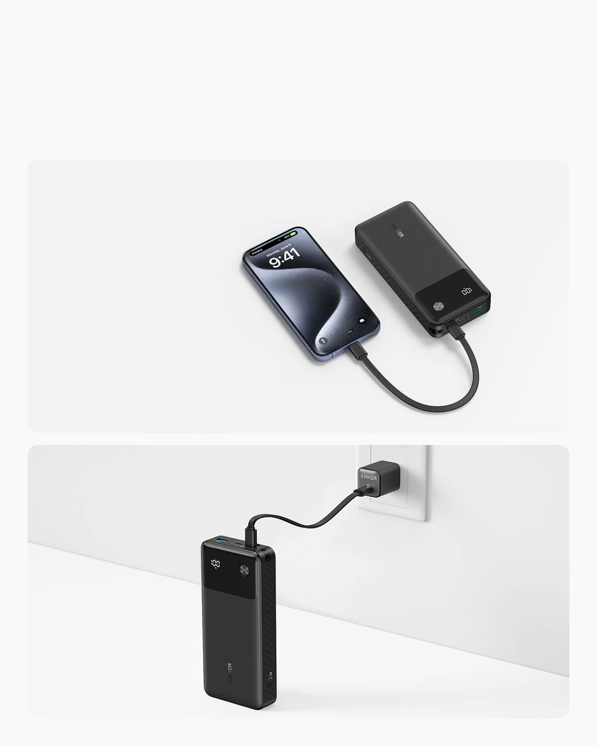 Anker Powerbank 20000 mAh, 30W s priloženim USB-C kablom, črn