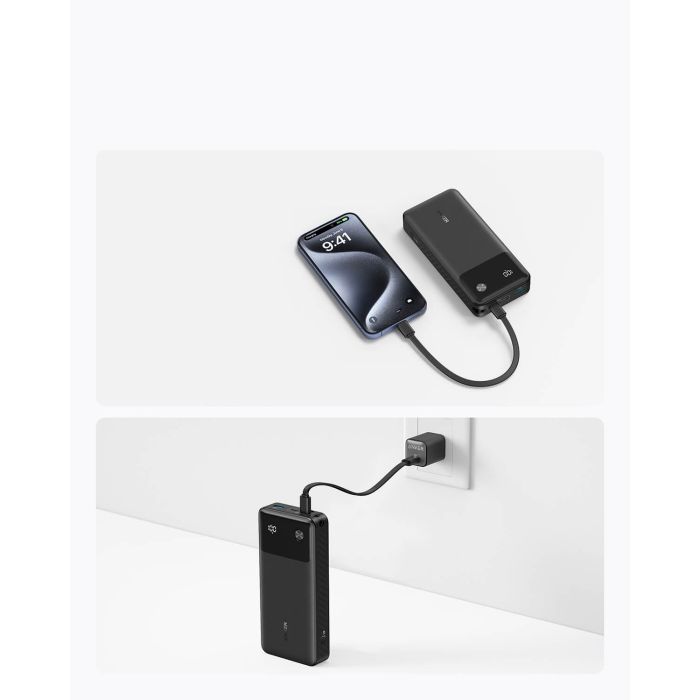 Anker Powerbank 20000 mAh, 30W s priloženim USB-C kablom, črn
