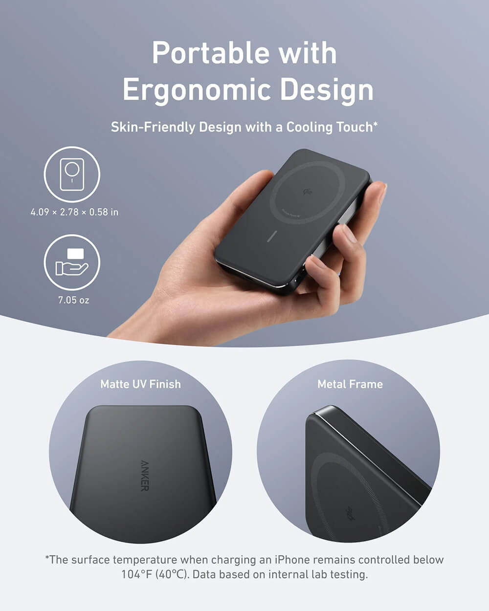 Anker MagGo 10K Slim brezžični powerbank, črn