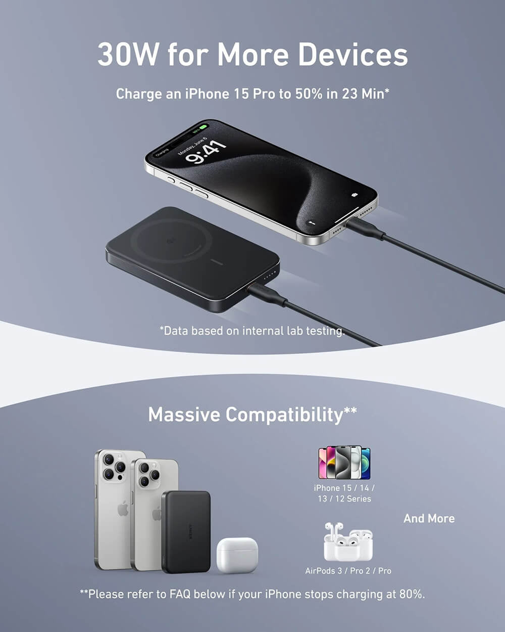 Anker MagGo 10K Slim brezžični powerbank, črn