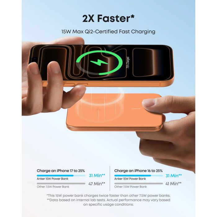 Anker Nano Power Bank 5000 mAh Slim, oranžen