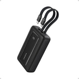 Anker Zolo Powerbank 20000 mAh, 30W z vgrajenima kabloma USB-C + Lightning, črn
