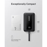 Anker Zolo Powerbank 10000 mAh, 30W z vgrajenim kablom USB-C, črn