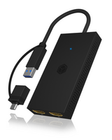 Icybox IB-SPL1029AC USB-C/A na dvojni HDMI razdelilnik (2k@60Hz/4k@30Hz)