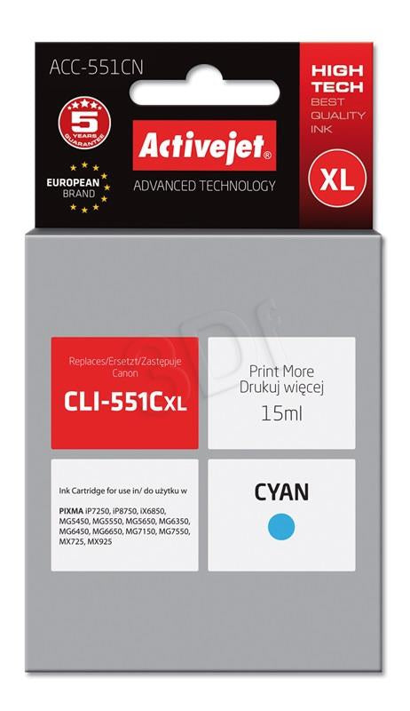 ActiveJet cyan črnilo Canon CLI-551CXL