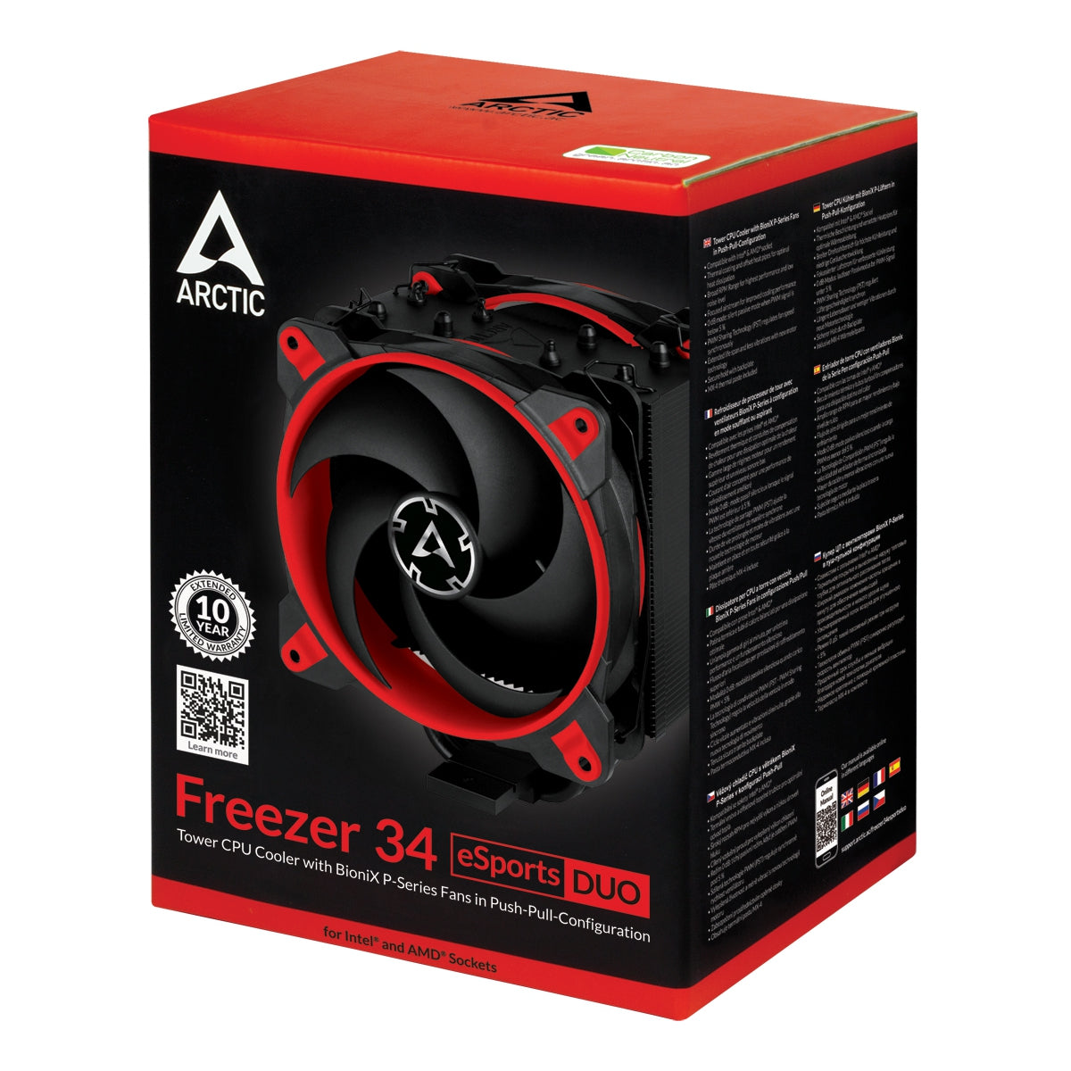 ARCTIC Freezer 34 eSports DUO rdeč, hladilnik za desktop procesorje INTEL/AMD