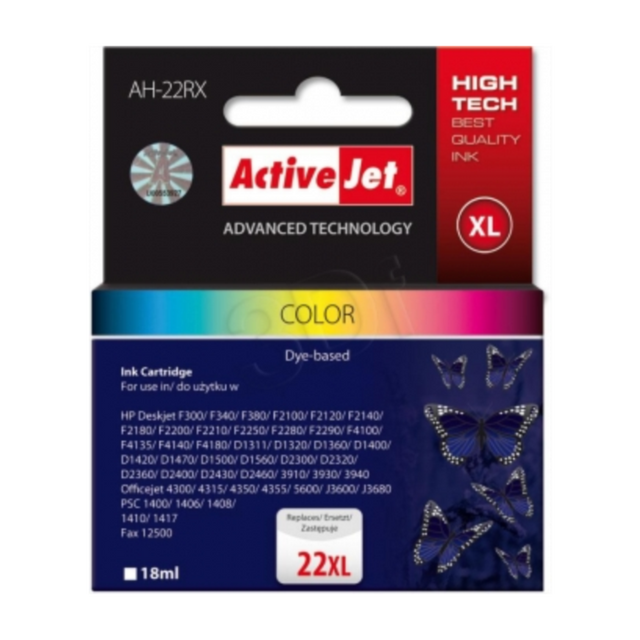 ActiveJet komplet barvnih črnil HP C9352A 22XL