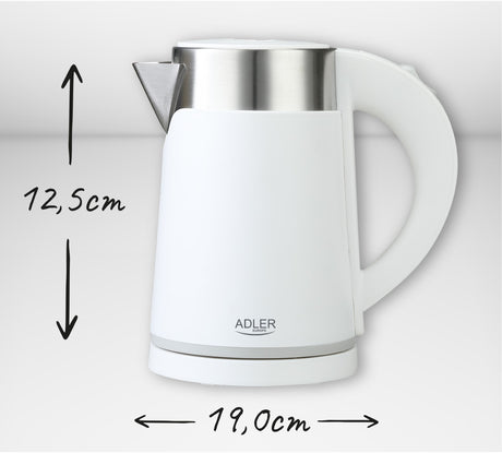 Adler Električni grelnik vode 0,6 L bela barva AD1372W