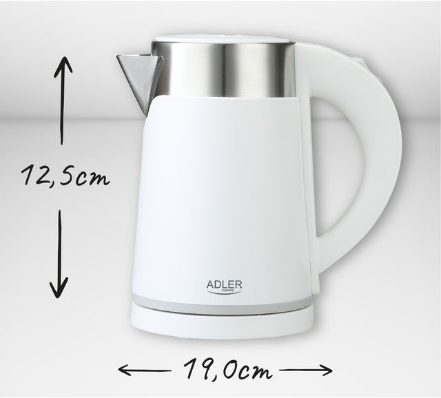 Adler Električni grelnik vode 0,6 L bela barva AD1372W