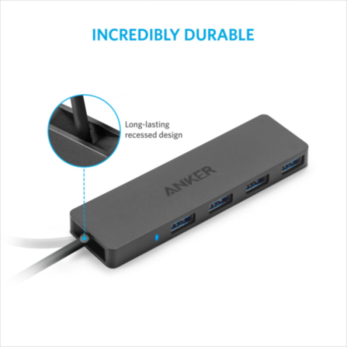 Anker Ultra Slim 4-port USB 3.0 hub črn
