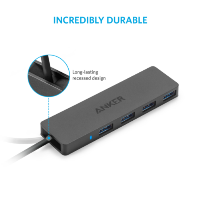 Anker Ultra Slim 4-port USB 3.0 hub črn