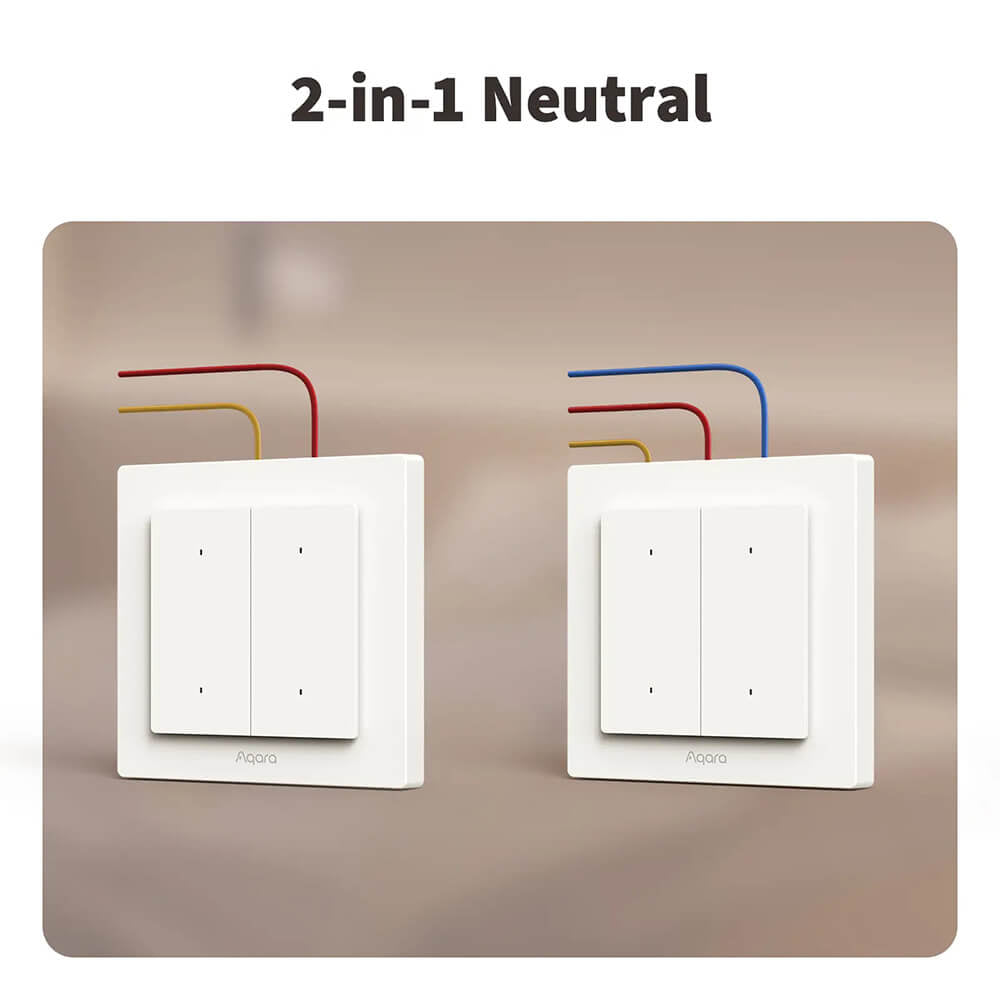 AQARA pametno stikalo za luči H2 (WS-K08D), 4 gumbi - 2 kanala