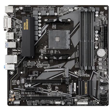 GIGABYTE B550M DS3H, DDR4, SATA3, USB3.2Gen1, HDMI, AM4 mATX
