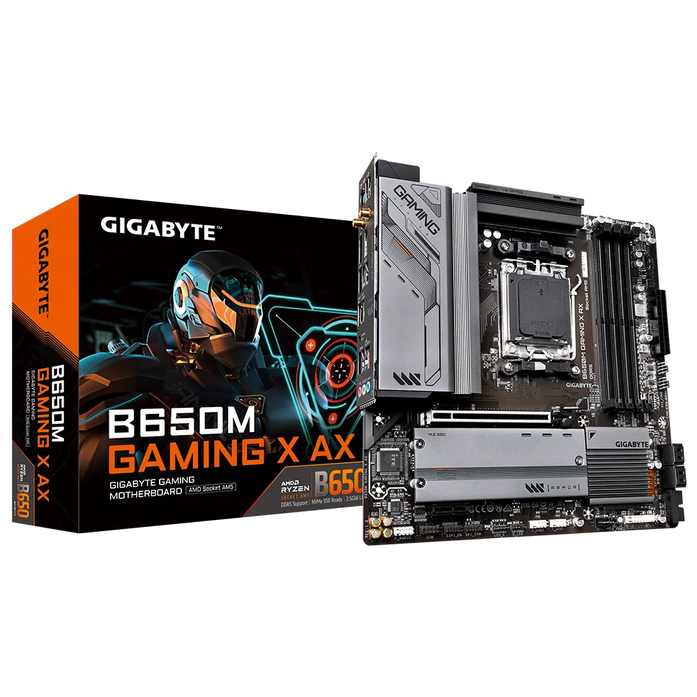 GIGABYTE B650M GAMING X AX, DDR5, SATA3, USB3.2Gen2, DP, 2.5GbE, WiFi 6E, AM5 mATX