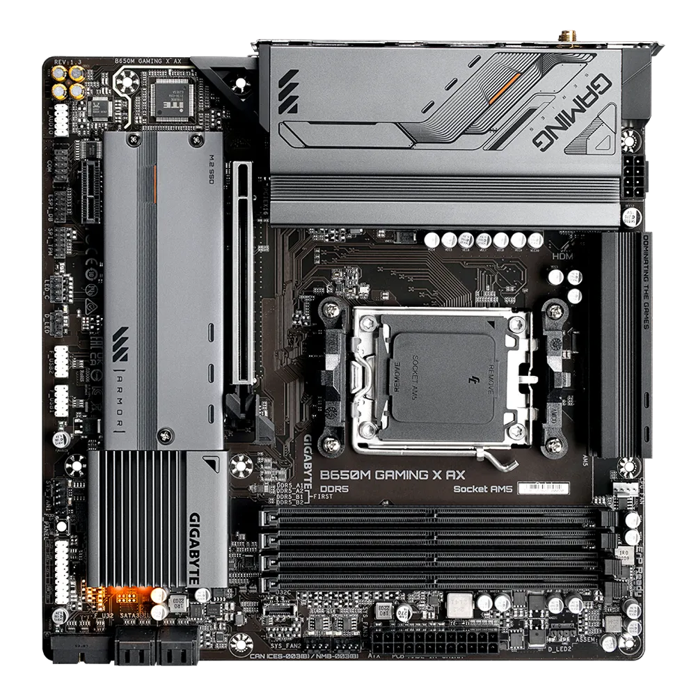 GIGABYTE B650M GAMING X AX, DDR5, SATA3, USB3.2Gen2, DP, 2.5GbE, WiFi 6E, AM5 mATX