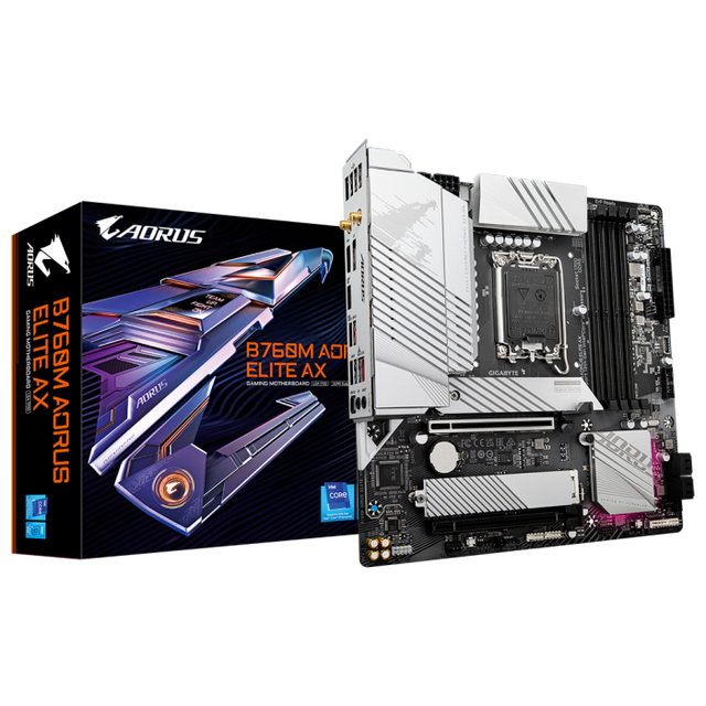 GIGABYTE B760M AORUS Elite AX, DDR5, SATA3, USB3.2Gen2x2, DP, WiFi 6E, LGA1700 mATX