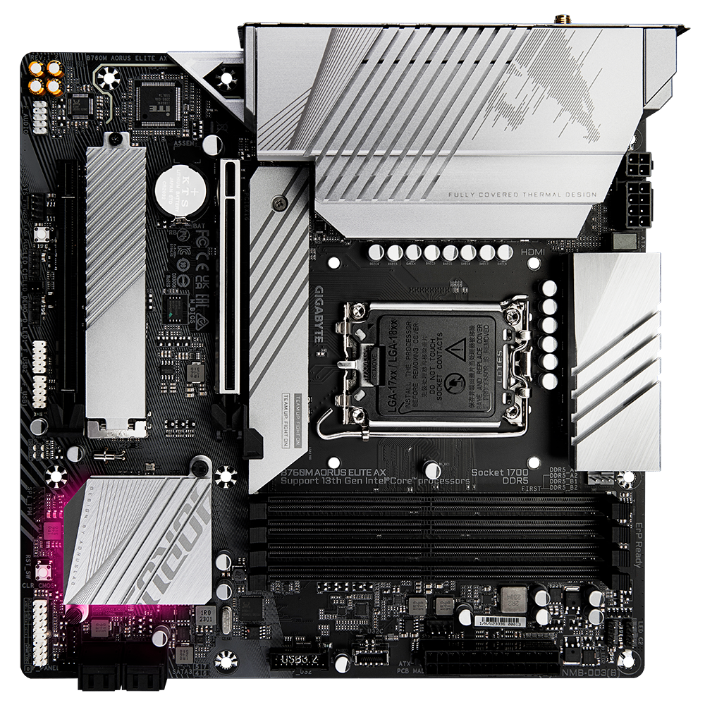GIGABYTE B760M AORUS Elite AX, DDR5, SATA3, USB3.2Gen2x2, DP, WiFi 6E, LGA1700 mATX