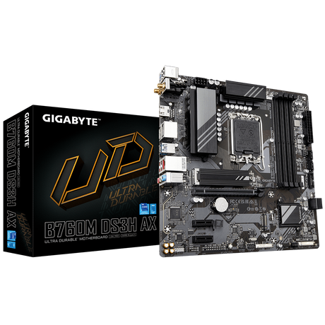 GIGABYTE B760M DS3H AX, DDR5, SATA3, USB3.2Gen2, DP, WiFi 6E, LGA1700 mATX