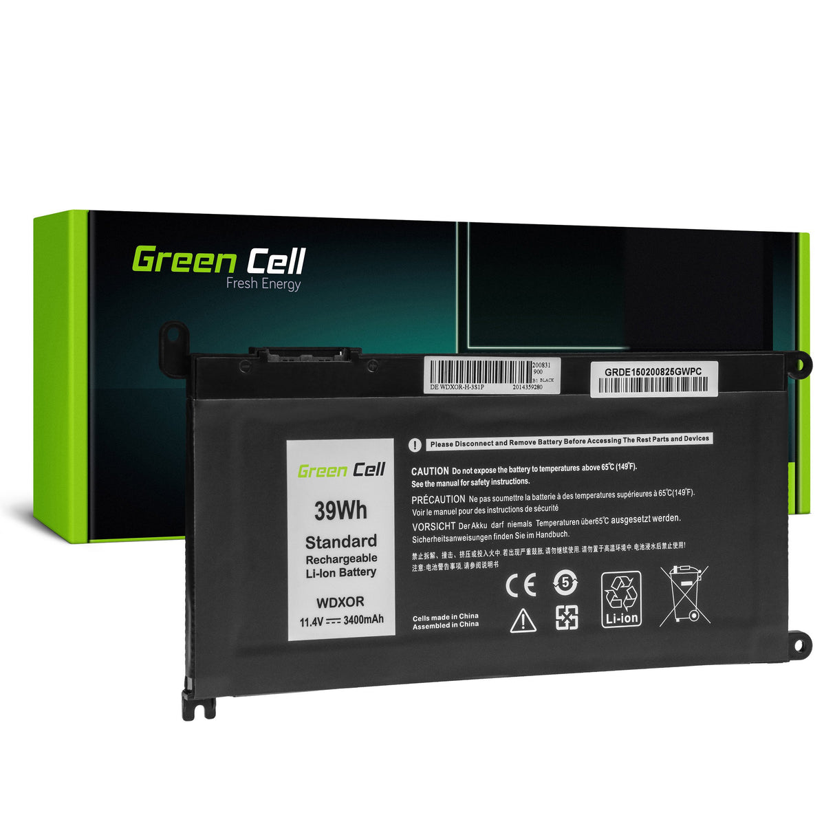 Green Cell baterija WDX0R WDXOR za Dell Inspiron 13 5368 5378 5379 14 5482 15 5565 5567 5568 5570 5578 5579 7560 7570 17 5770