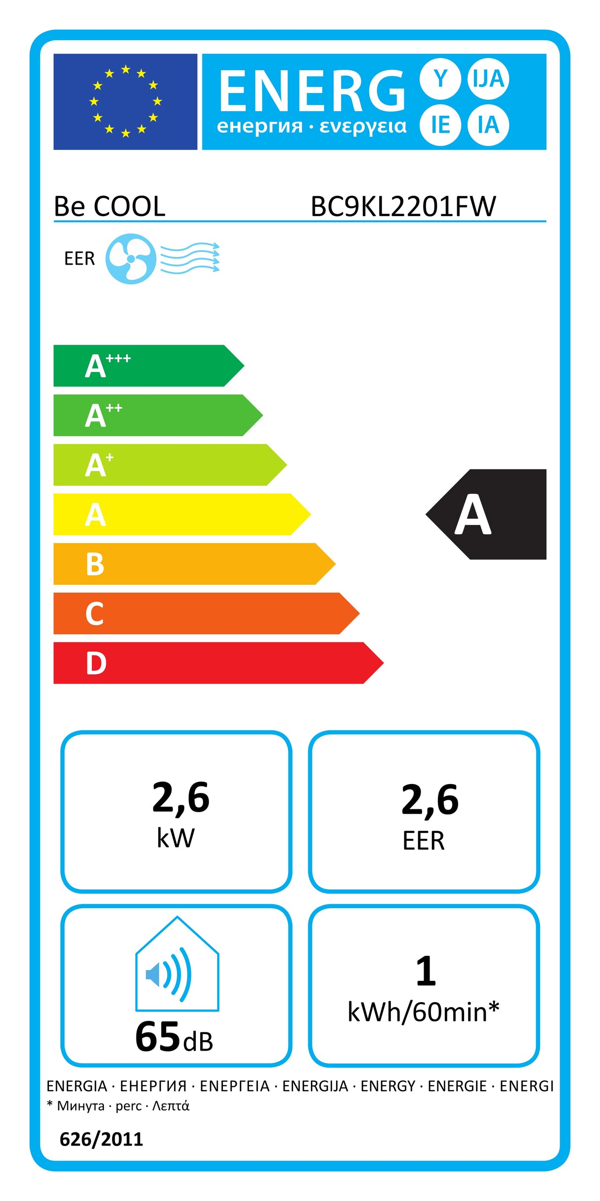 Be Cool Klimatska naprava 9.000 BTU z WiFi