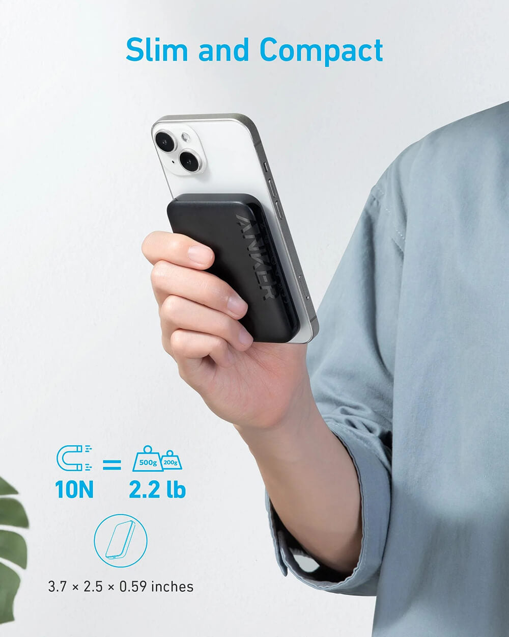 Anker 321 MagGo 5000mAh magnetni brezžični powerbank, črn