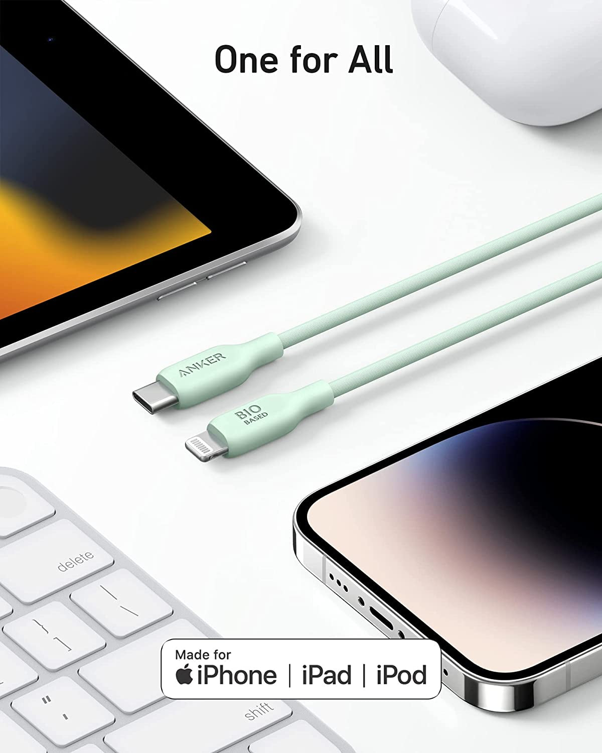 Anker 541 BIO USBC-LTG 1,8m kabel zelen