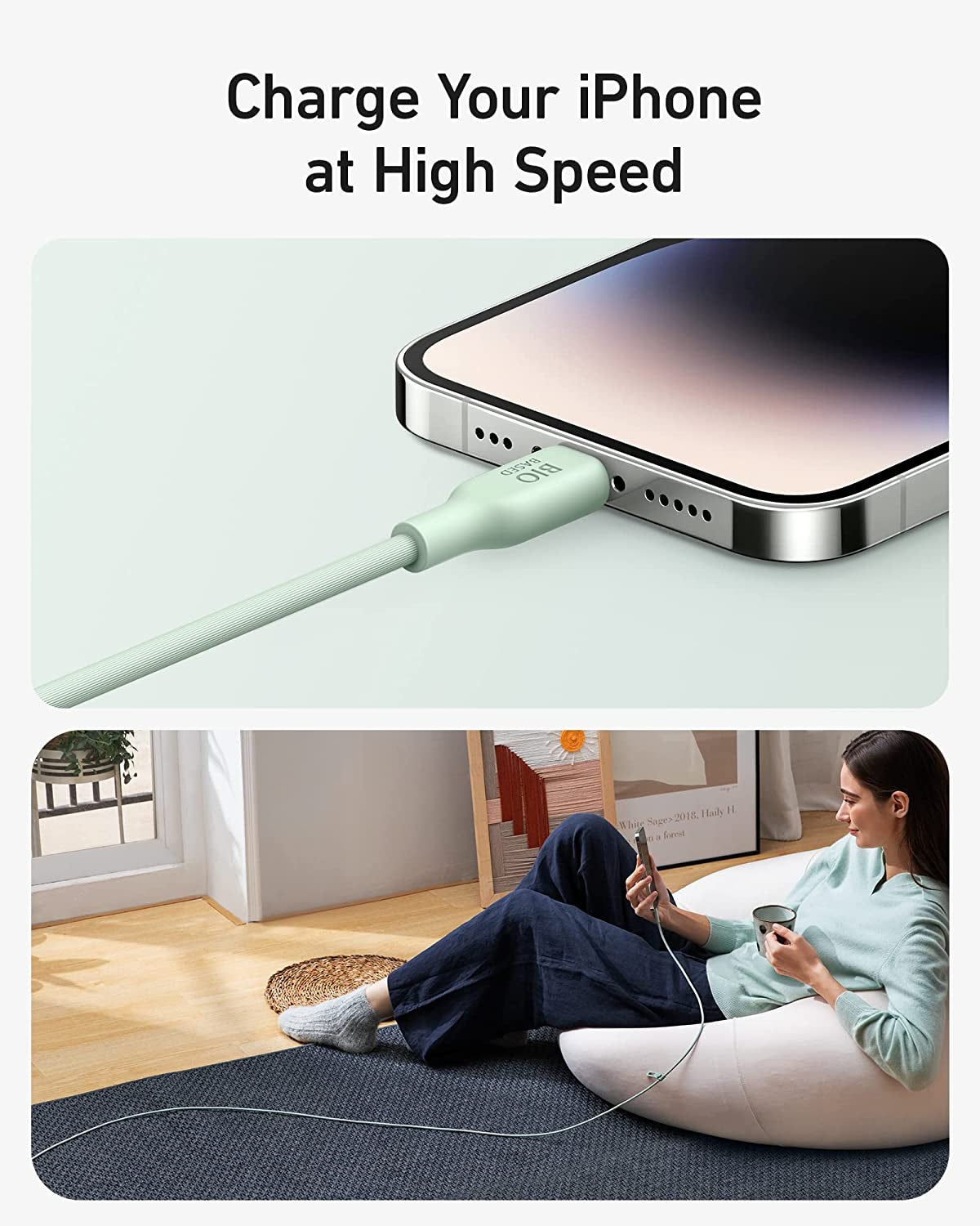 Anker 541 BIO USBC-LTG 1,8m kabel zelen