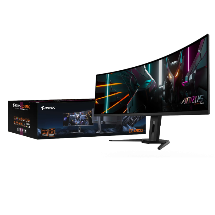 GIGABYTE AORUS CO49DQ 49 OLED DQHD ukrivljen monitor, 5120 x 1440, 0.03ms, 144Hz, zvočniki